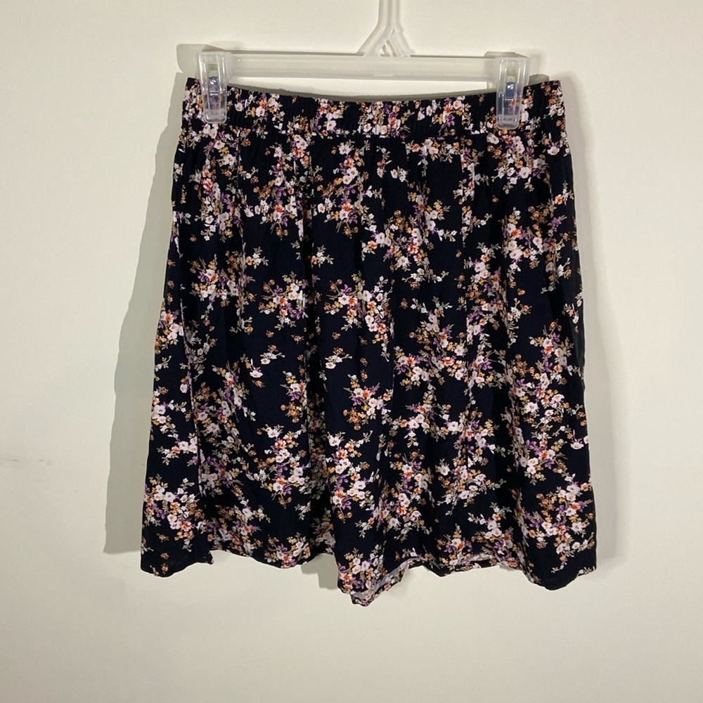 Old Navy Black&Pink Floral Flowy Skirt Size M